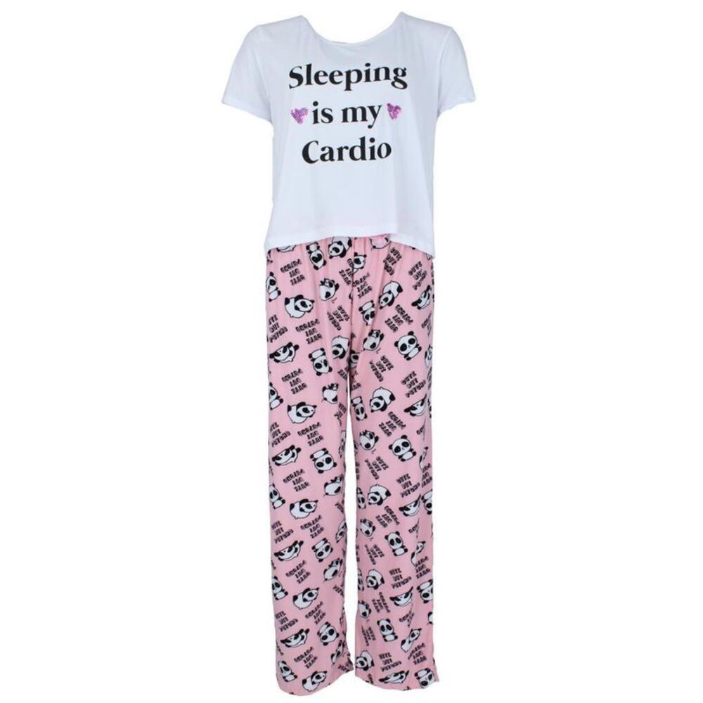Mentally Exhausted Women's Plus Size Panda Sleeping is My Cardio Pajama Set